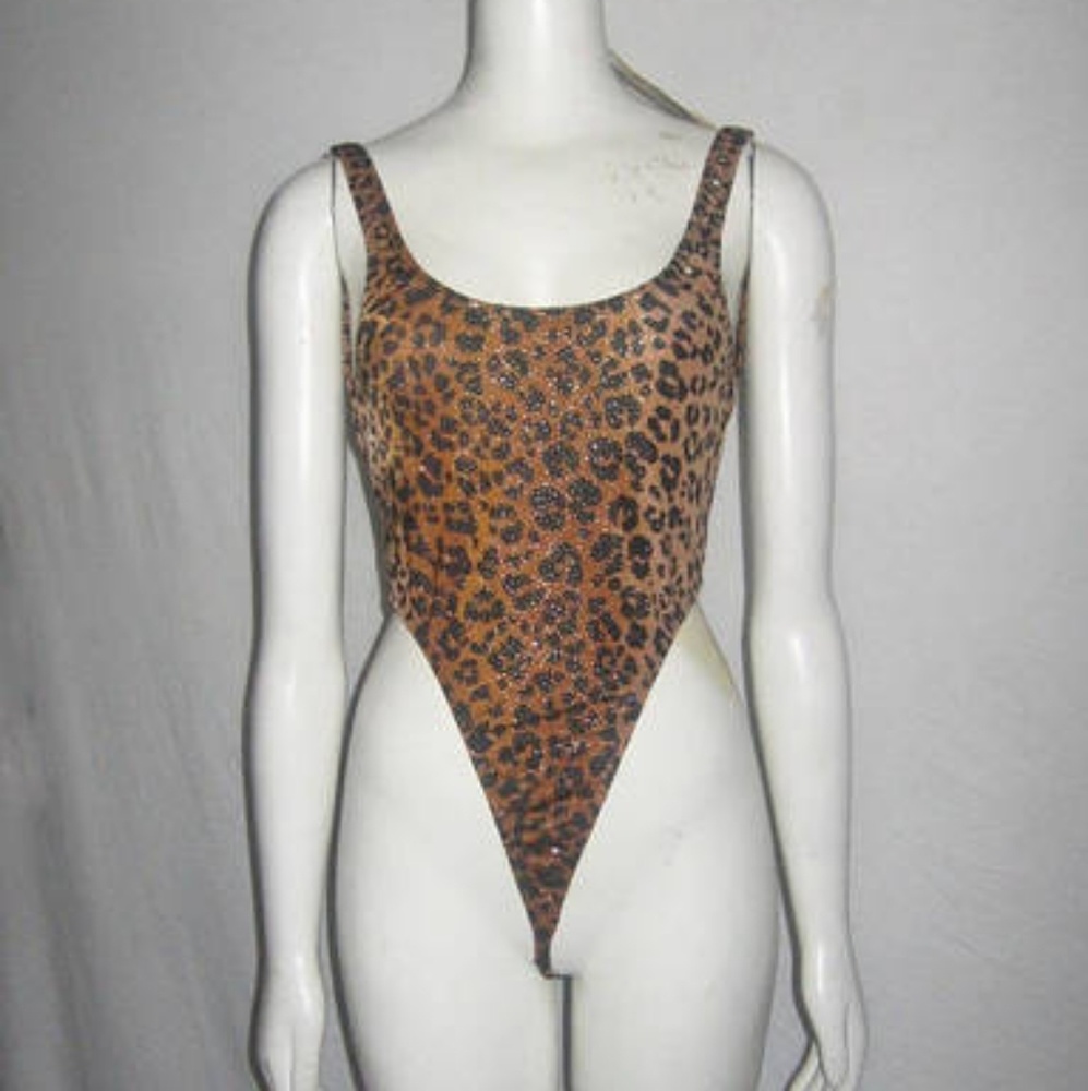 SOLD Lee Strings Animal Print Glitter Bathing Suit